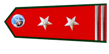 A red and green rectangular banner with silver stars

Description automatically generated